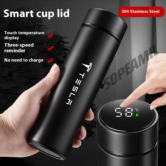 Tesla Car Vacuum Cup Thermos Mug Temperature Display