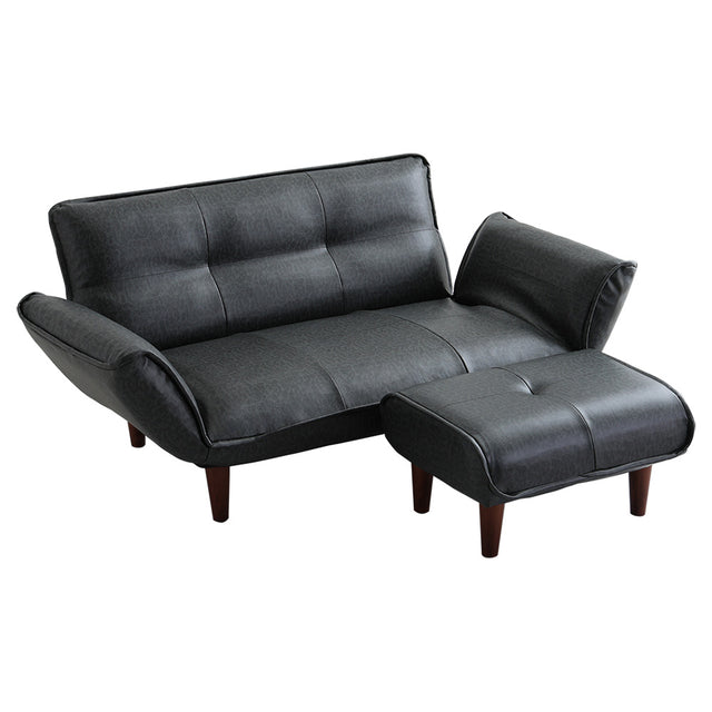 Lukas・Vintage-Style 2-Seater Reclining Couch and Ottoman Set