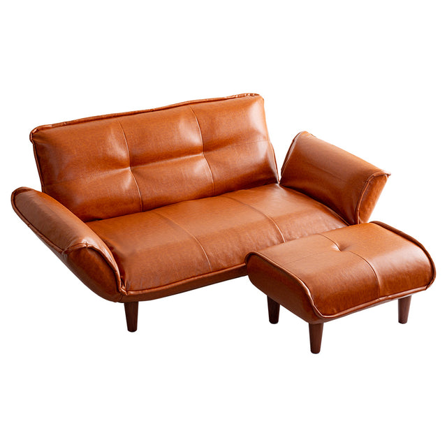 Lukas・Vintage-Style 2-Seater Reclining Couch and Ottoman Set
