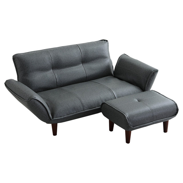 Lukas・Vintage-Style 2-Seater Reclining Couch and Ottoman Set