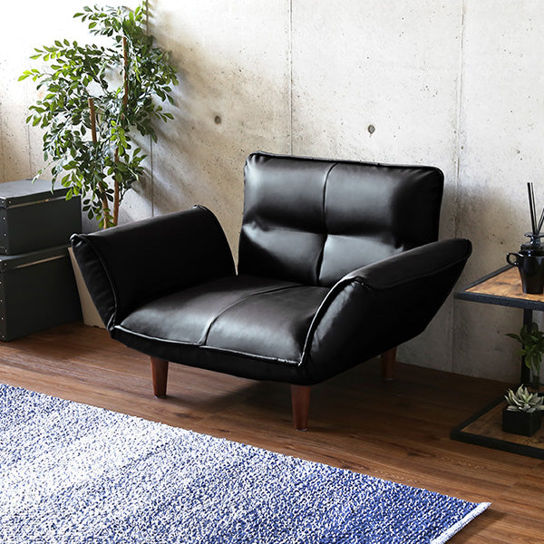 Rugano・Reclining 1-Seater Sofa in PVC Leather: Made in Japan with Pocket Coils
