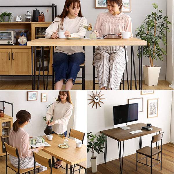 Ferro e Legno・Vintage 5-Piece Dining Set with Backrests