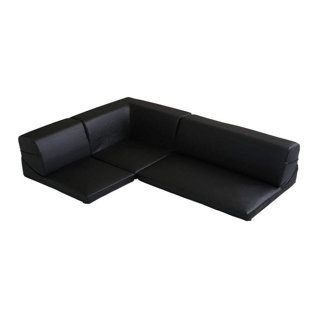 Lapageria・Modular Low Corner Sofa in Leather-Style PVC: Reclining & Made in Japan