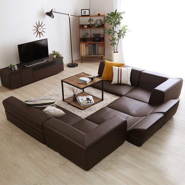Lapageria・Modular 6-Piece Floor Sofa: Large-Scale Seating with Reclining Comfort