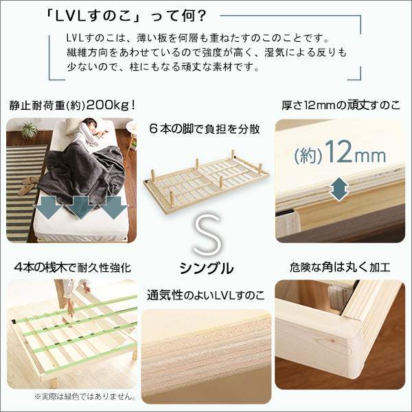 LILITTA・3段階高さ調節 脚付きすのこベッド(シングル) 【リリッタ】(ポケットコイルロールマットレス付き) - DEGUTI