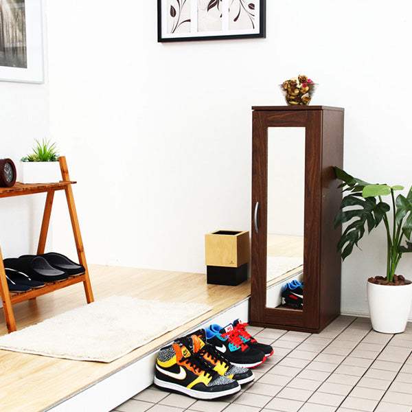 Refre・ミラー付きコンパクトシューズラック【リフレ】(下駄箱・シューズボックス) - DEGUTI