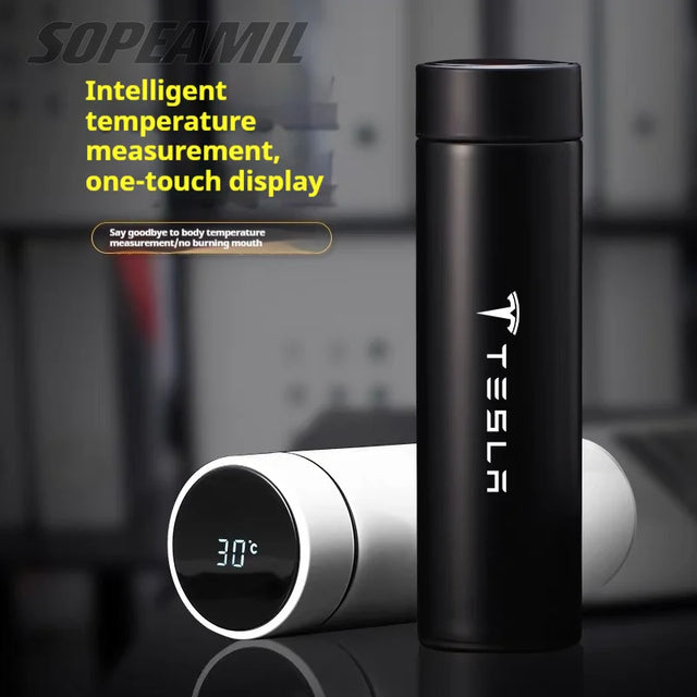 Tesla Car Vacuum Cup Thermos Mug Temperature Display