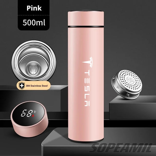 Tesla Car Vacuum Cup Thermos Mug Temperature Display