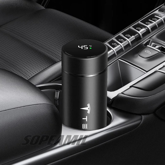 Tesla Car Vacuum Cup Thermos Mug Temperature Display