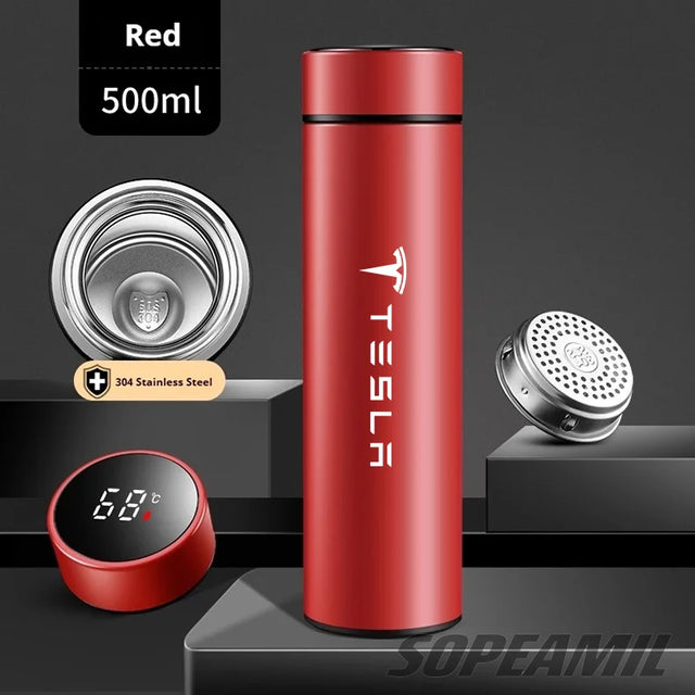 Tesla Car Vacuum Cup Thermos Mug Temperature Display