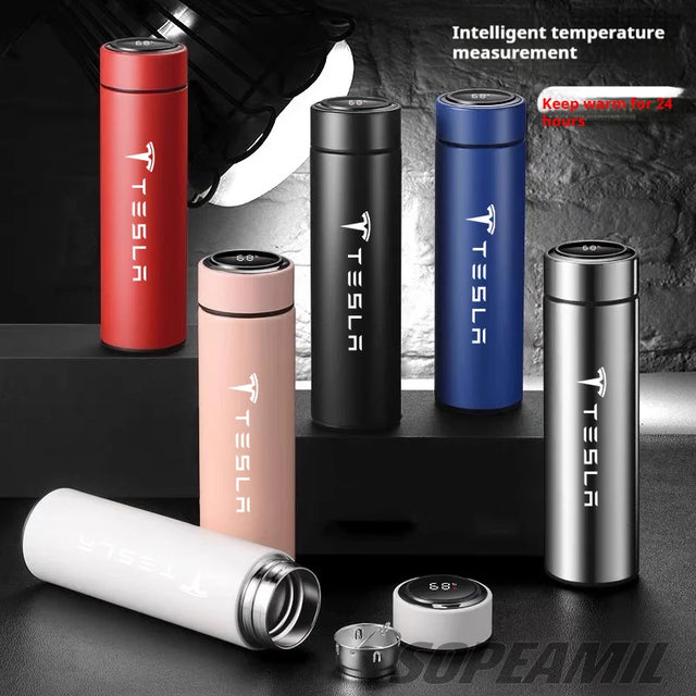 Tesla Car Vacuum Cup Thermos Mug Temperature Display