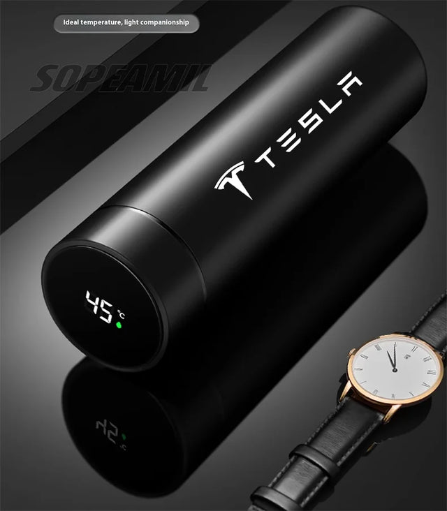Tesla Car Vacuum Cup Thermos Mug Temperature Display