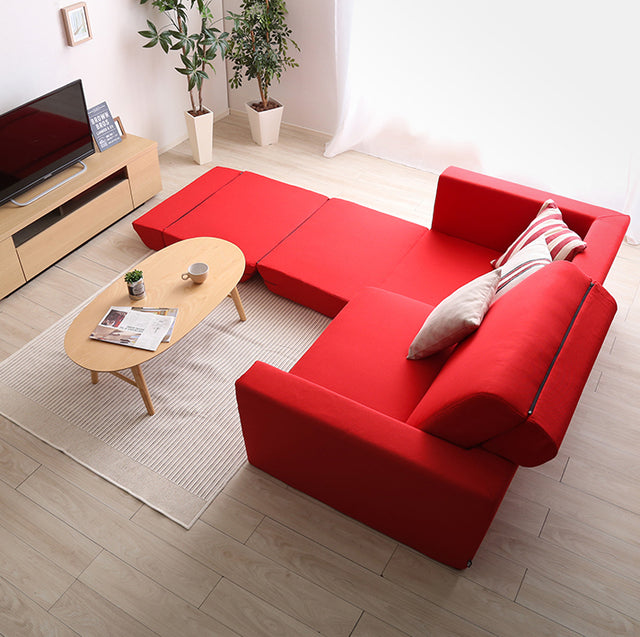 Lawro・Reconfigurable 2-Seater Sofa Bed: Made in Japan with Pocket Coils