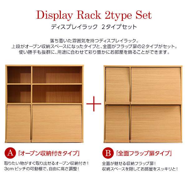 Display Rack・魅せて隠す収納！ディスプレイラック2個セット（本棚・リビング収納） - DEGUTI