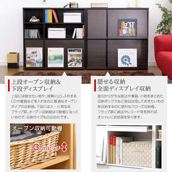 Display Rack・魅せて隠す収納！ディスプレイラック2個セット（本棚・リビング収納） - DEGUTI