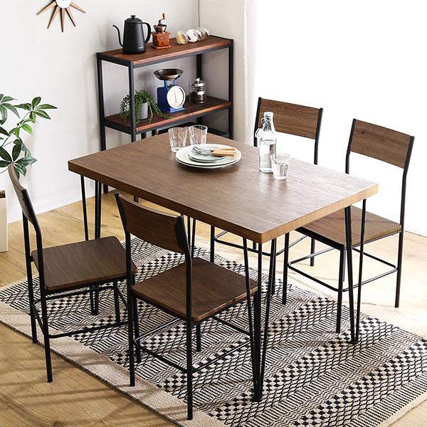 Ferro e Legno・Vintage 5-Piece Dining Set with Backrests