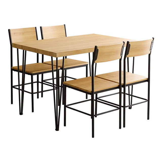 Ferro e Legno・Vintage 5-Piece Dining Set with Backrests