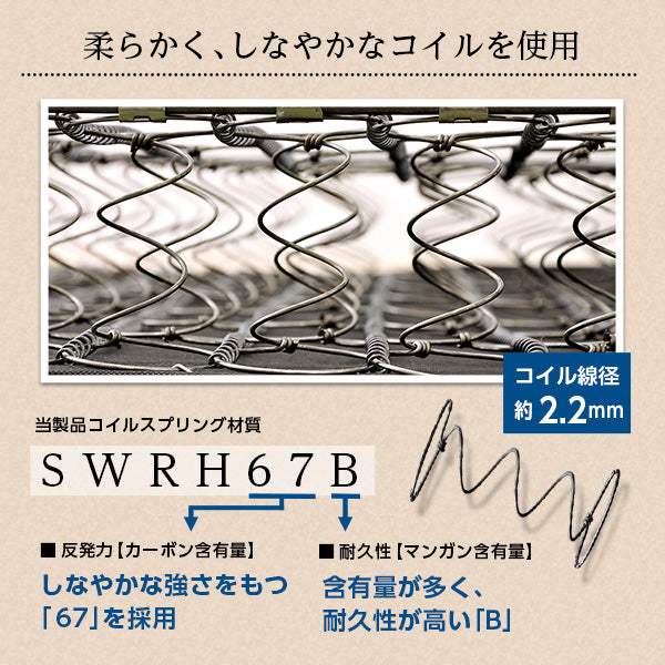 Michelia・ボンネルコイルスプリングマットレス【ミケリア】（シングル用）ロール梱包でラクラク搬入可能！ - DEGUTI