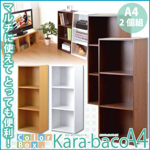 Kara Baco・カラーボックスシリーズ【kara-bacoA4】3段A4サイズ 2個セット - DEGUTI